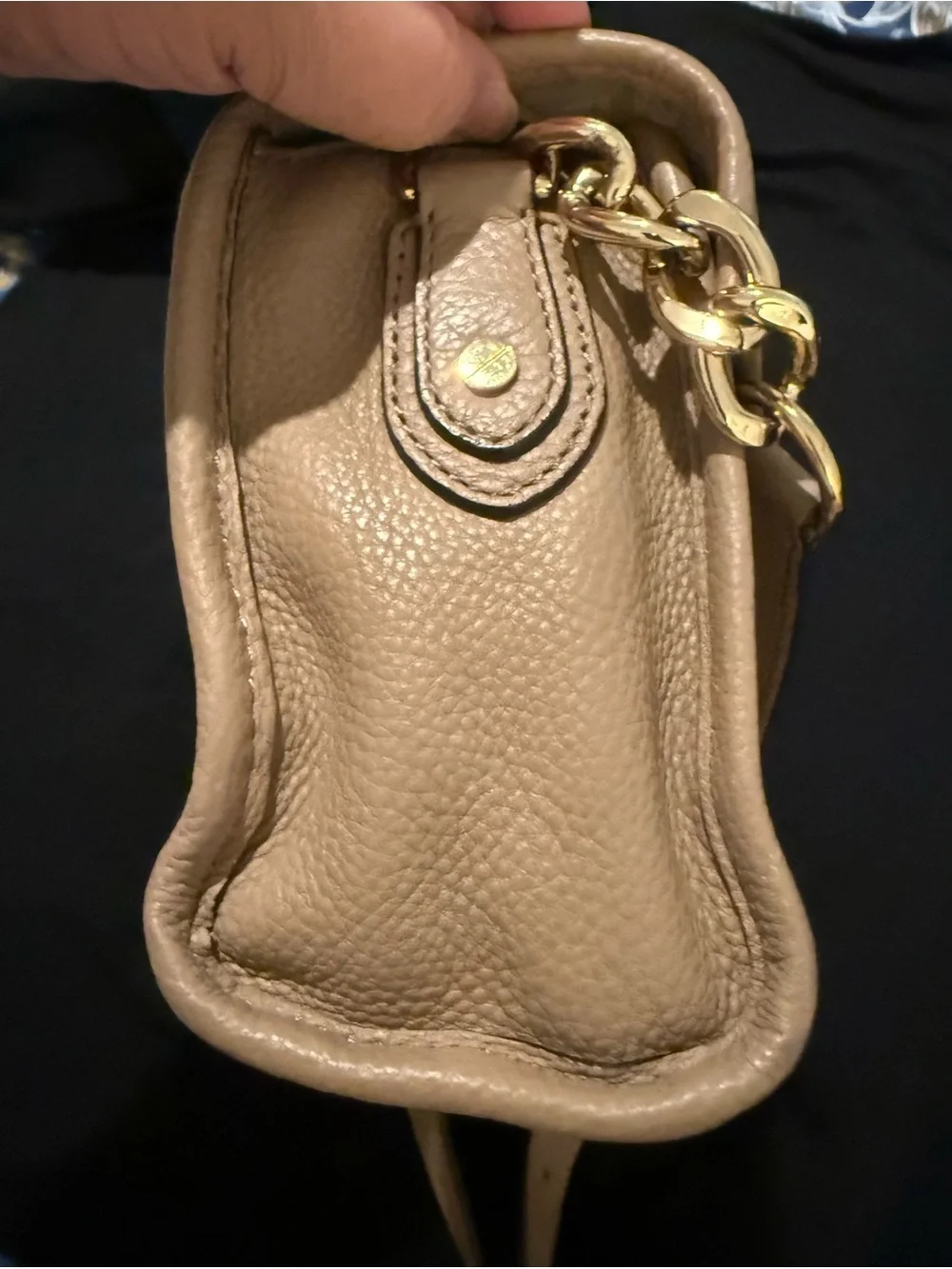 Michael Kors Pebbled Leather Crossbody in Taupe with Gold Hardware